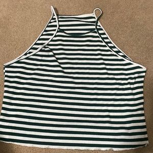 Green striped crop top.